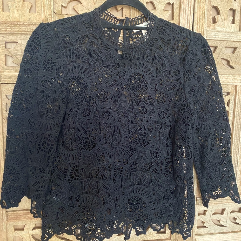 Rebecca Taylor Black Lace Top. Sz 4